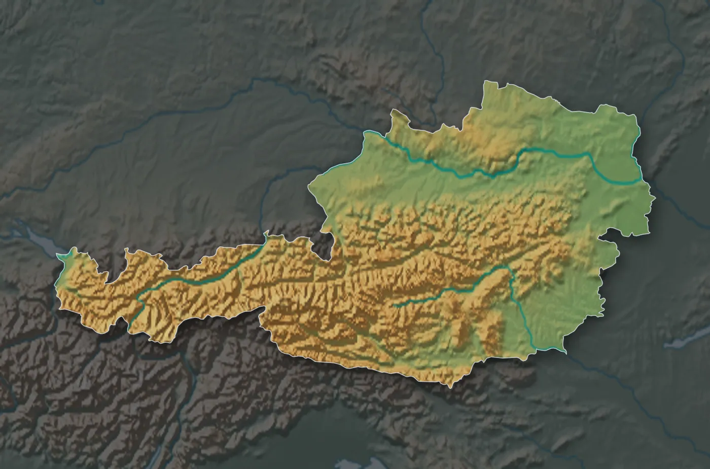 Reliefkarte von Österreich