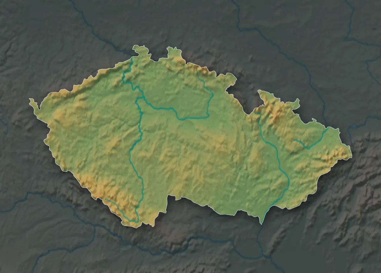 Reliefkarte von Tschechien