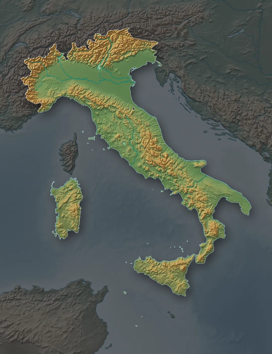 Reliefkarte von Italien